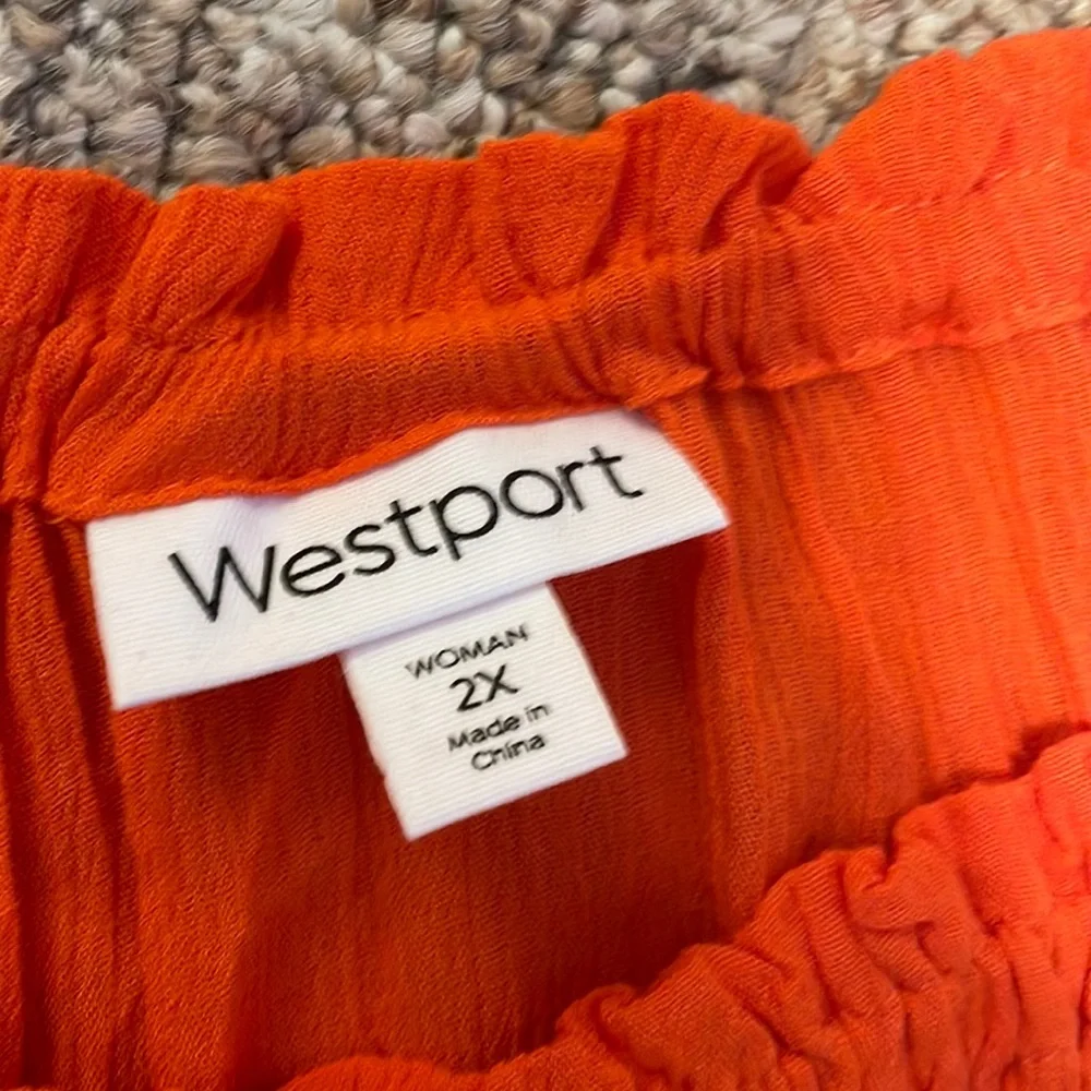 Westport orange 3/4 sleeve blouse with embroidered detail - Picture 6 of 8